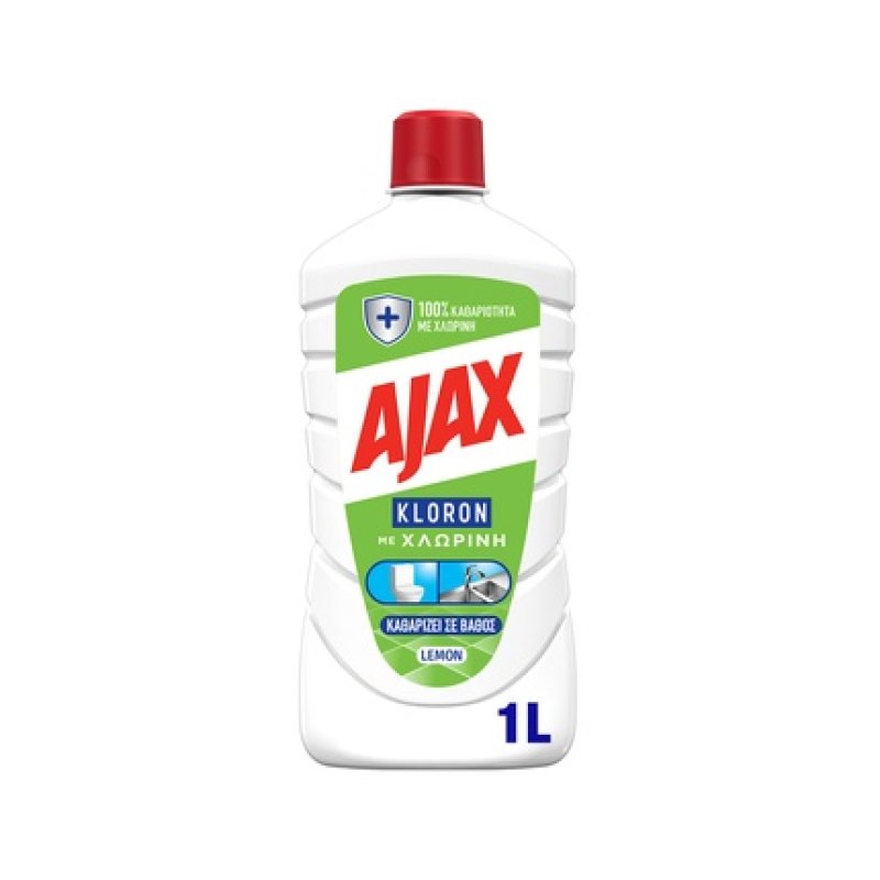Ajax Kloron Household Disinfectant Cleaner With Bleach Lemon Scent 1 Liter
