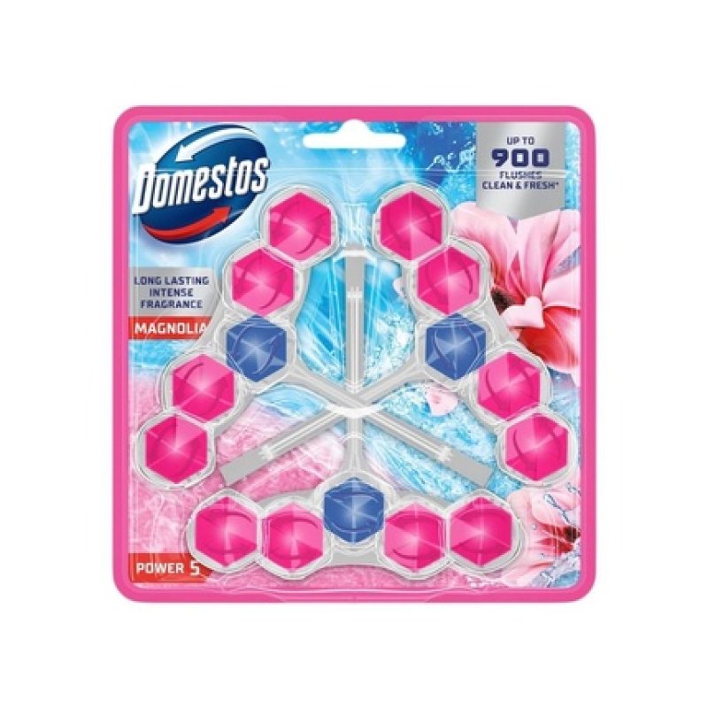Domestos Toilet Cleaner Power 5 Toilet Block Magnolia 3 Pieces