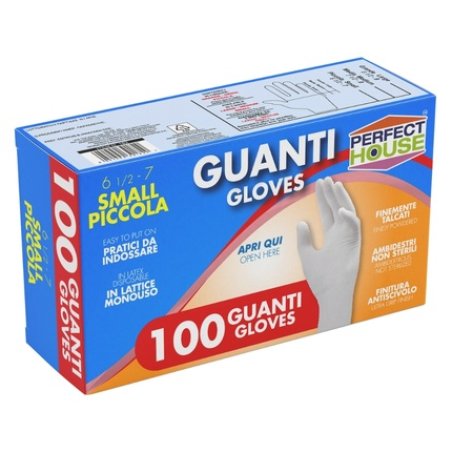 Perfect House Latex Gloves X 100 Size S White