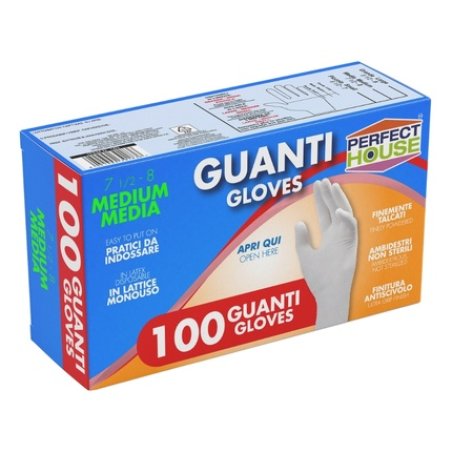 Perfect House Latex Gloves X 100 Size M White