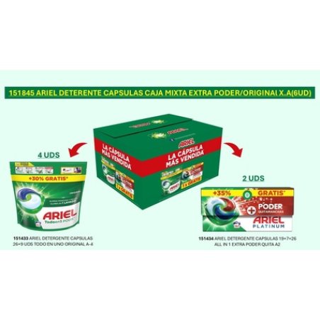 Ariel Extra Power Original Laundry Capsules Mixed Box 6 Units