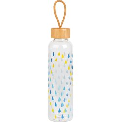 Cambridge CM06991 Raindrops Glass Bottle 550ml with Bamboo Lid