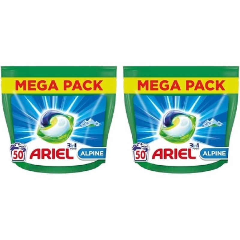 Ariel 3in1 Pods Liquid Laundry Detergent Capsules 50 Washes - Alpine Eliminates
