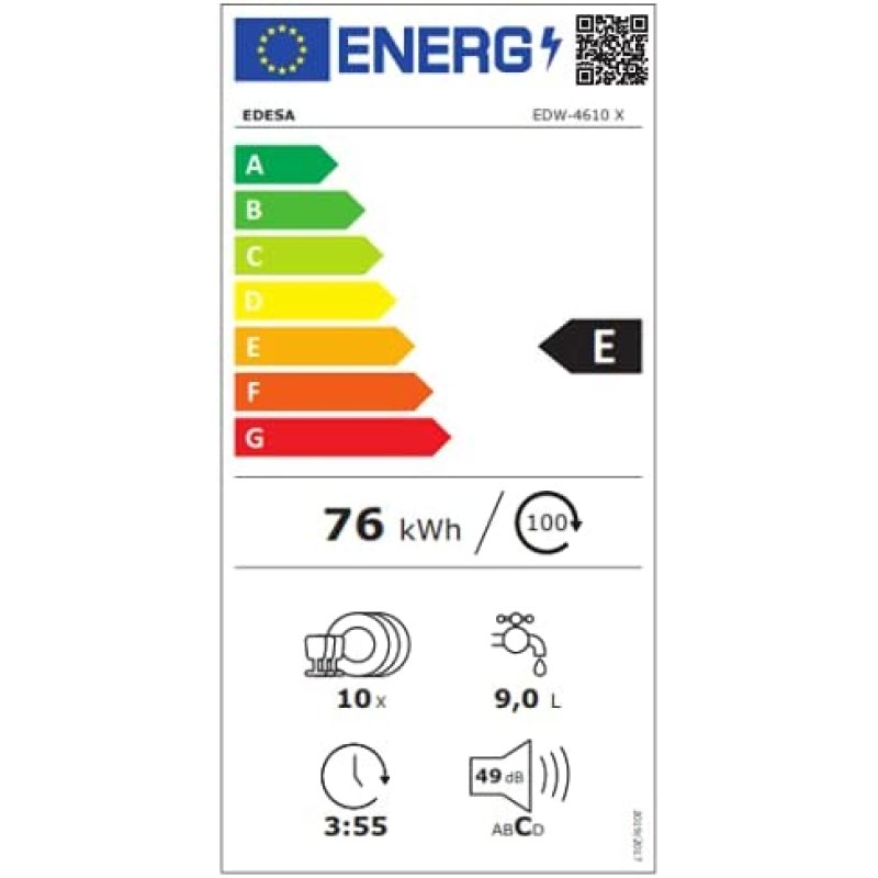 Edesa EDW-4610 X Pose libre 10 couverts E