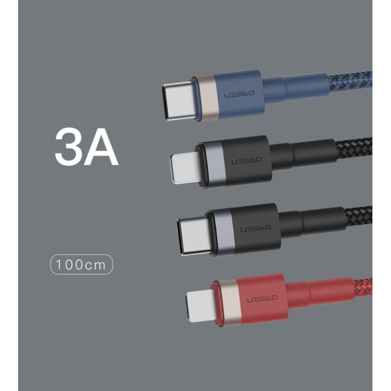 Orsen S51 Type C to Lightning 3A 1m red