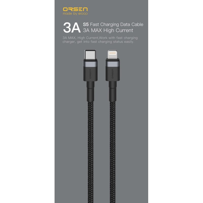 Orsen S51 Type C to Lightning 3A 1m red