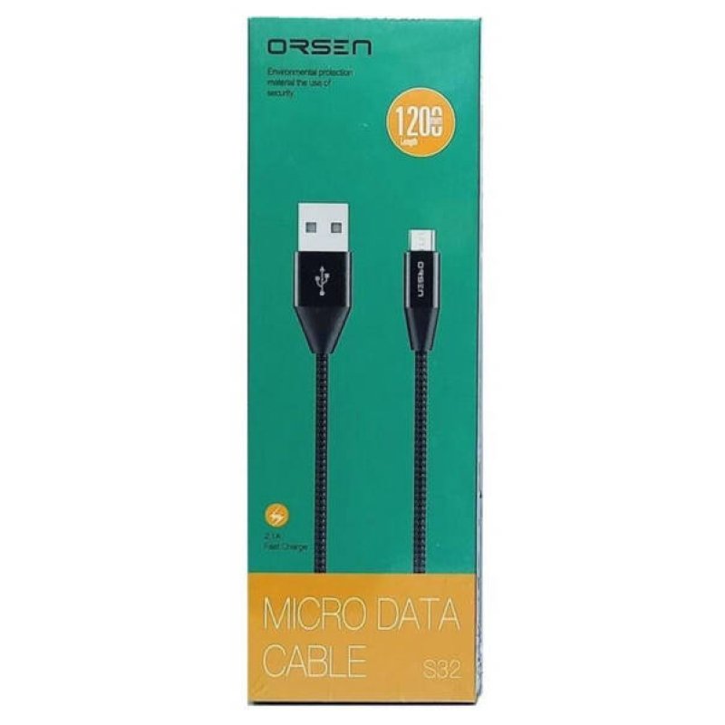Orsen S32 Micro Data Cable 2.1A 1.2m black