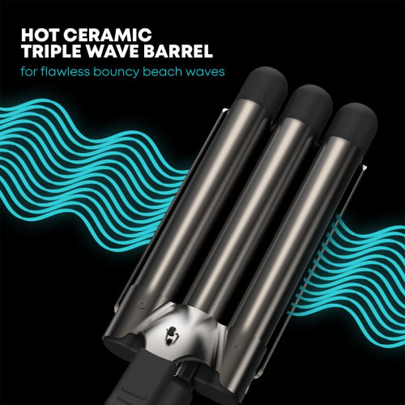Revamp Progloss Deep Beach Waver Fer texturisant À chaleur Noir 3 m