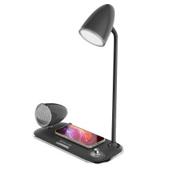 Tellur Nostalgia Wireless Desk Charger, Bluetooth Speaker, Desk Lamp black
