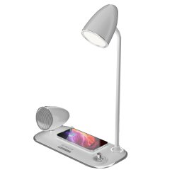 Tellur Nostalgia Wireless Desk Charger, Bluetooth Speaker, Desk Lamp white
