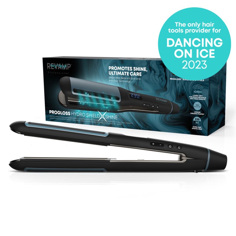 Revamp Progloss Hydro Shield X Shine Straightening iron Warm Black 3 m