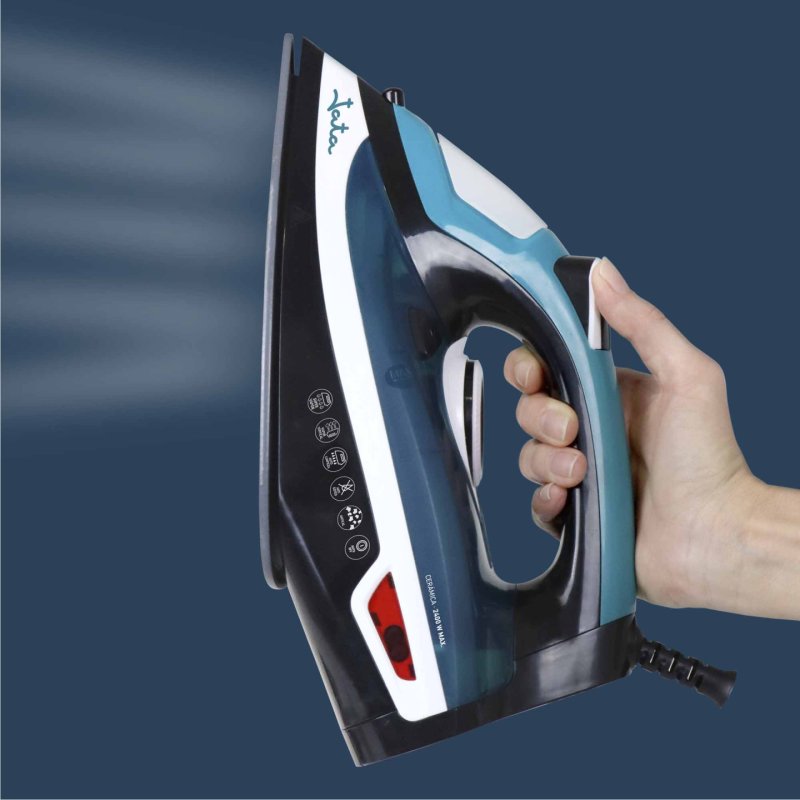 JATA JEPL1221 fer à repasser Fer à vapeur Semelle en céramique 2400 W Noir, Bleu, Gris, Blanc