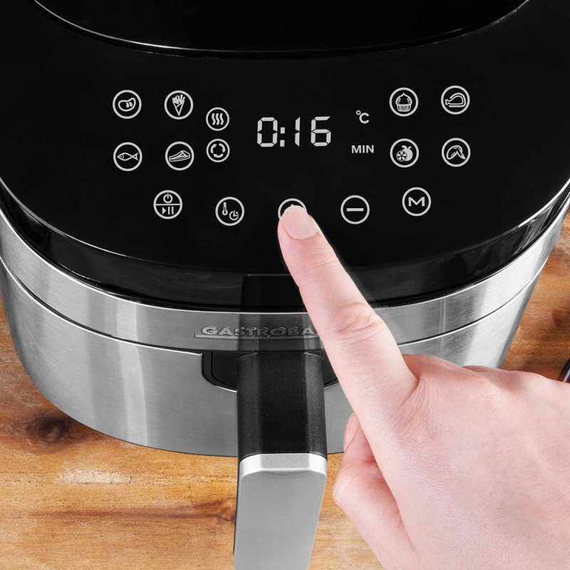 Gastroback Design Air Pro Unique 3,7 L Autonome 1300 W Friteuse d’air chaud Noir, Acier inoxydable