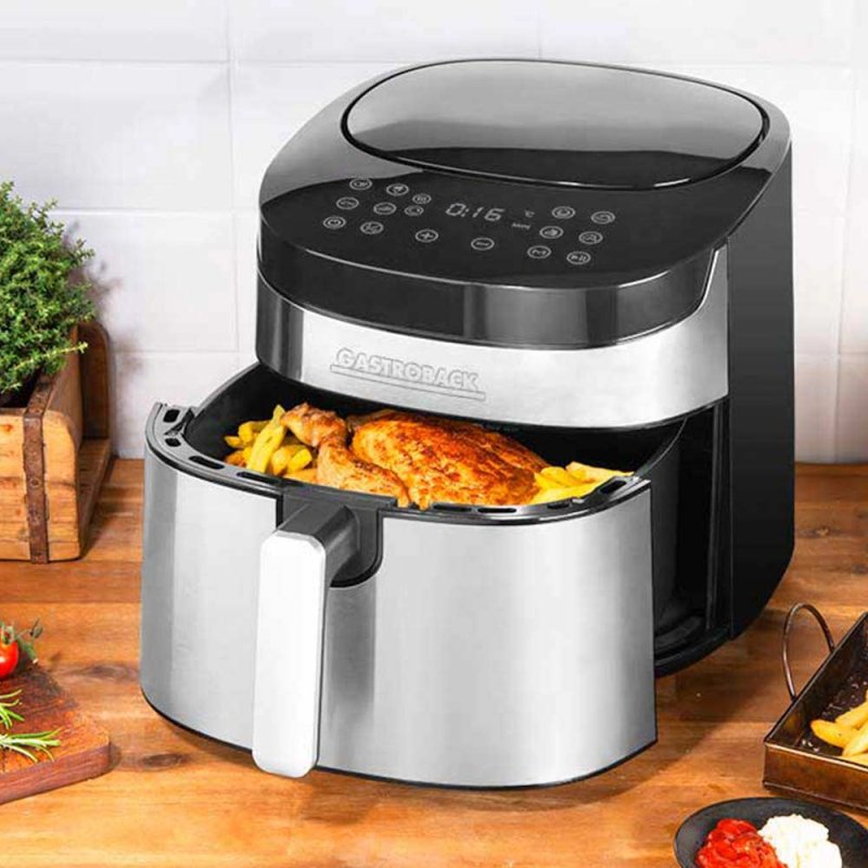 Gastroback Design Air Pro XXL Single 6.5 L Stand-alone 1600 W Hot air fryer Black, Stainless steel
