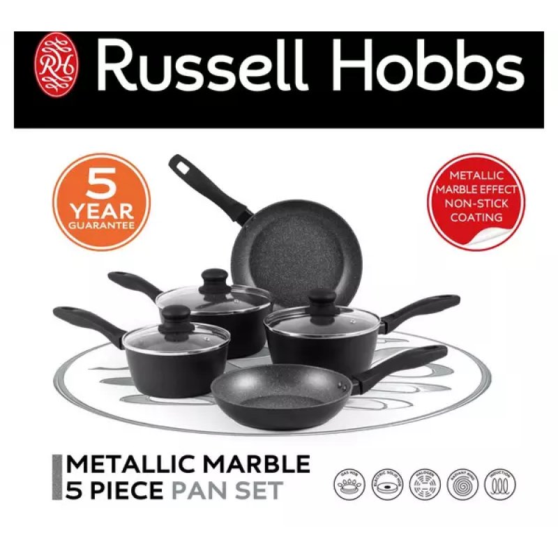Russell Hobbs RH02814EU7 Metallic Marble 5pcs pan set