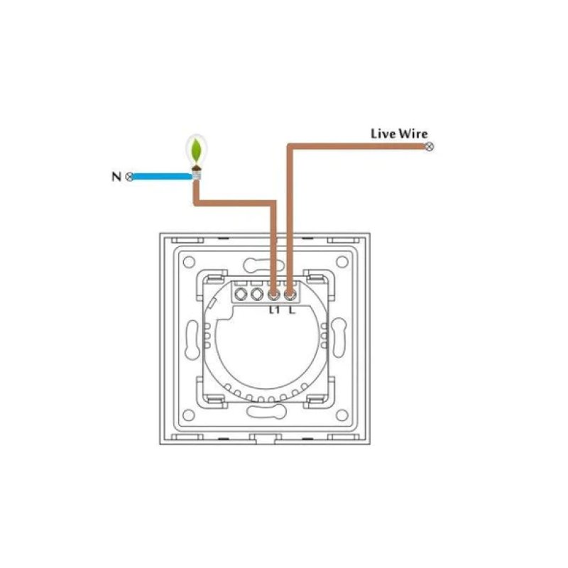 Spring One Gang, One Way Touch Switch, Glass Black