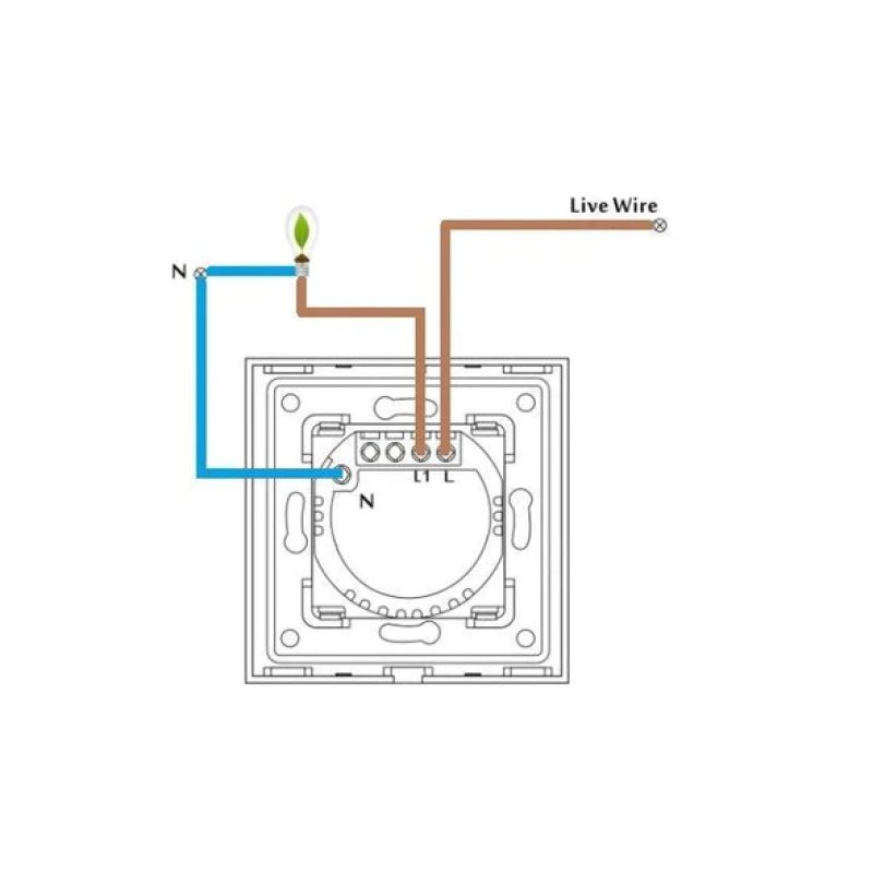 Spring One Gang, One Way Touch Switch, Glass Black