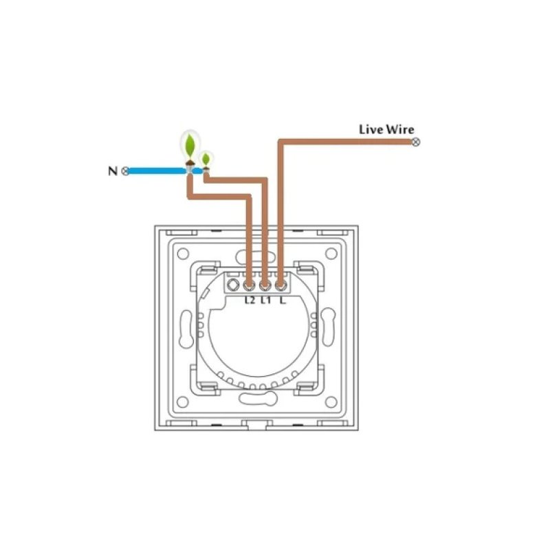 Spring Two Gang, One Way Touch Switch, Glass White