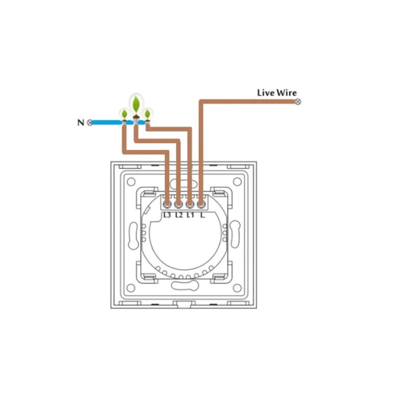 Spring Three Gang, One Way Touch Switch, Glass Black