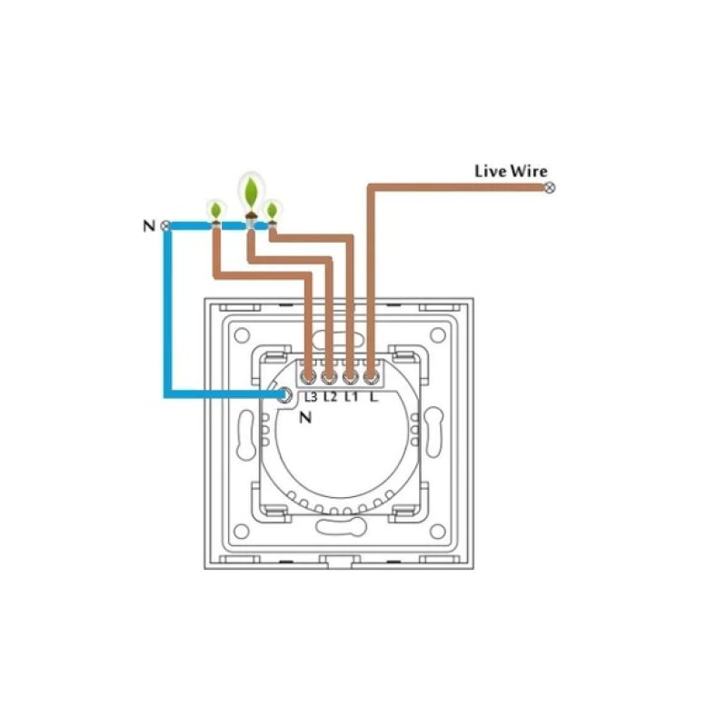 Spring Three Gang, One Way Touch Switch, Glass Black