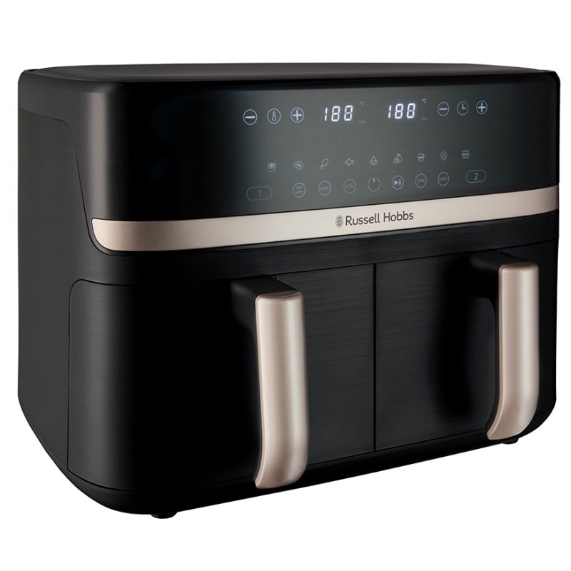 Russell Hobbs SatisFry Dual Basket Heißluftfritteuse Double 9 L Autonome 2800 W Friteuse d’air chaud Noir