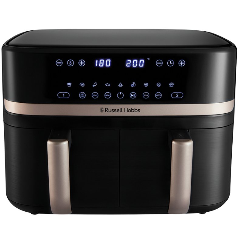 Russell Hobbs SatisFry Dual Basket Heißluftfritteuse Double 9 L Autonome 2800 W Friteuse d’air chaud Noir