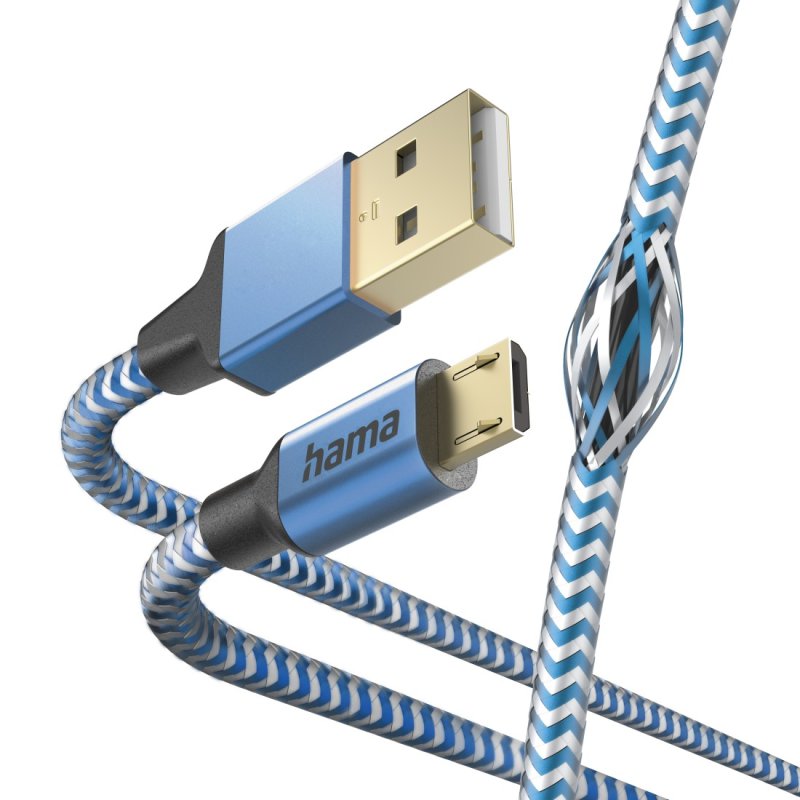 Hama Reflective câble USB USB 2.0 1,5 m USB A Micro-USB B Bleu