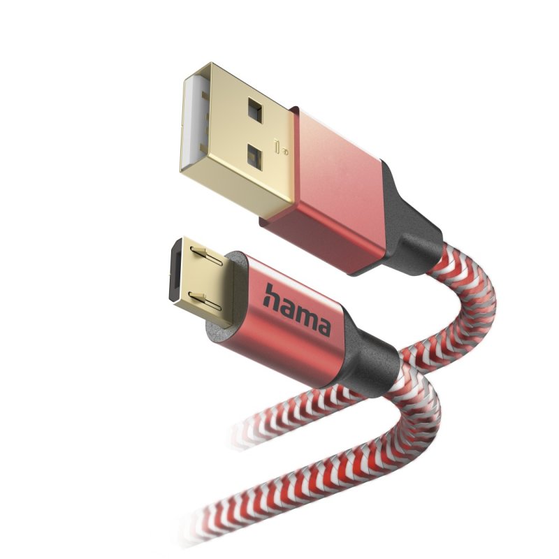 Hama Reflective USB cable USB 2.0 1.5 m USB A Micro-USB B Red