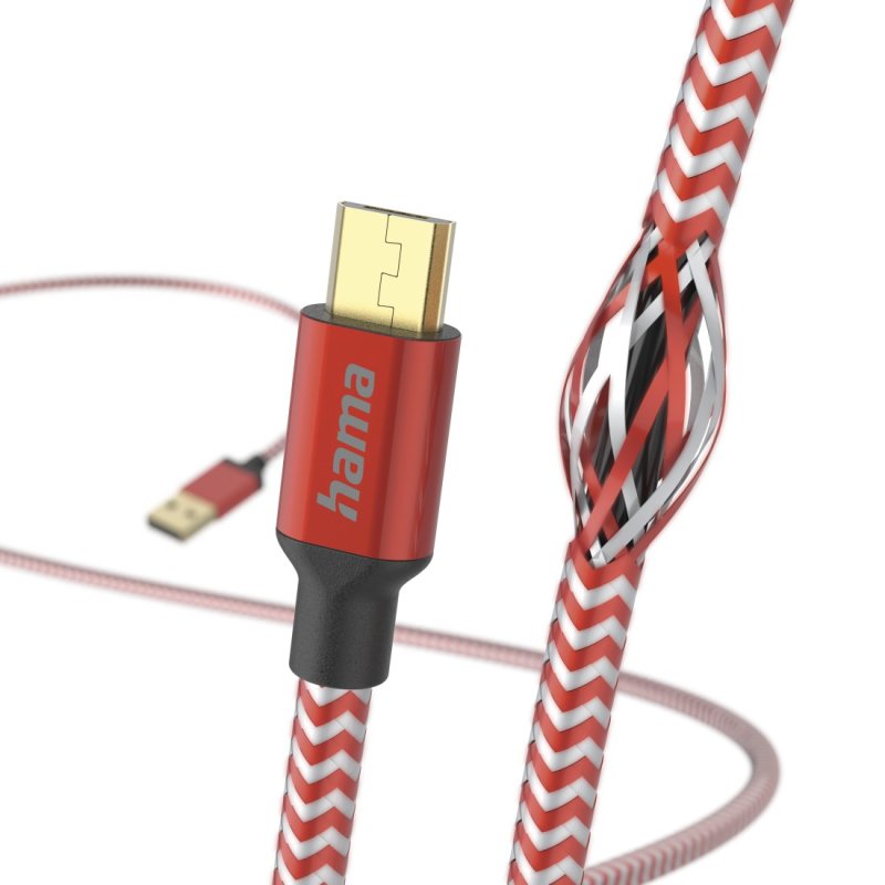 Hama Reflective USB cable USB 2.0 1.5 m USB A Micro-USB B Red
