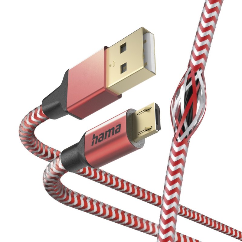 Hama Reflective USB cable USB 2.0 1.5 m USB A Micro-USB B Red