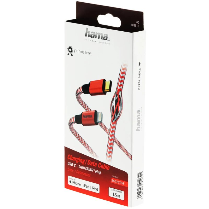 Hama 00183310 USB Type-C Cable - Lighting MFI 1.5m Red