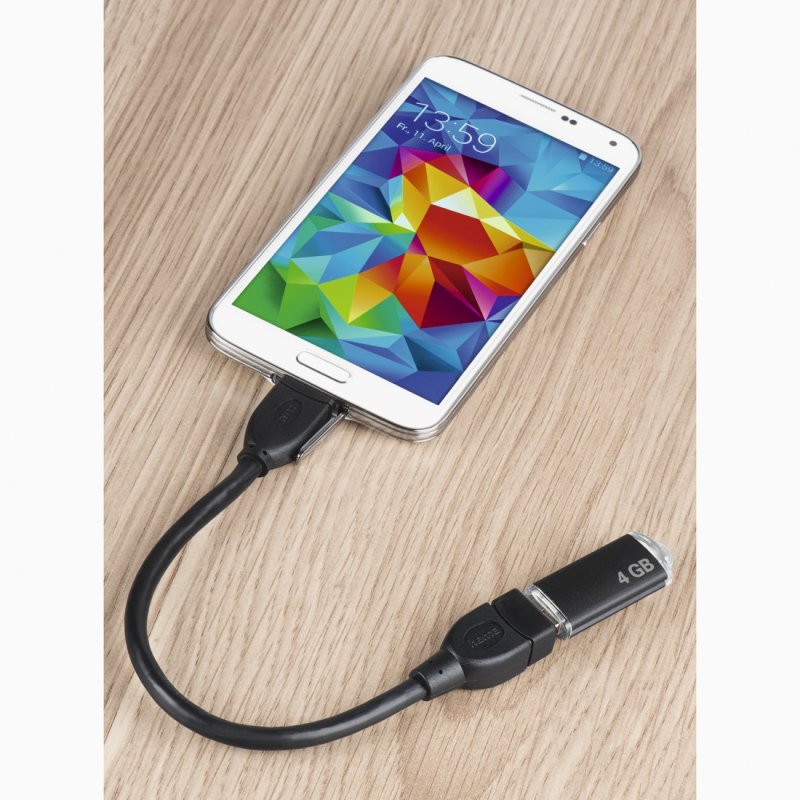 Hama 173892 USB cable USB 2.0 0.15 m Micro-USB B USB A Black