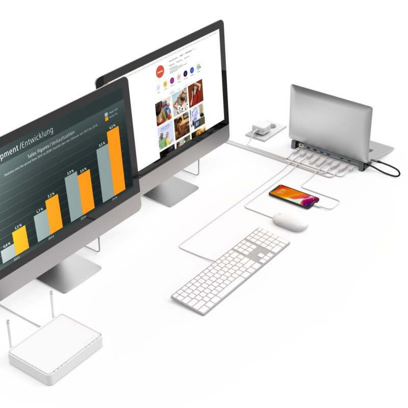 Hama Connect2Office Basic Avec fil USB 3.2 Gen 1 (3.1 Gen 1) Type-C Anthracite, Gris