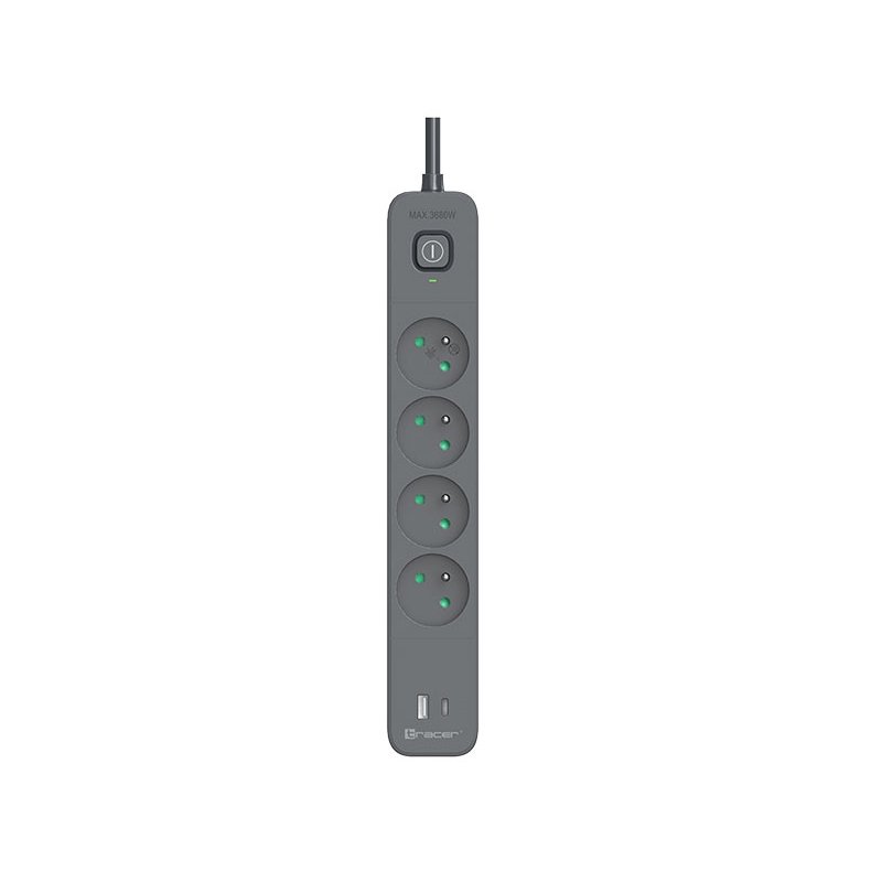 Tracer 47026 Power Line 1.5m (4 outlets 1x USB A 1x Type C, PD18W)