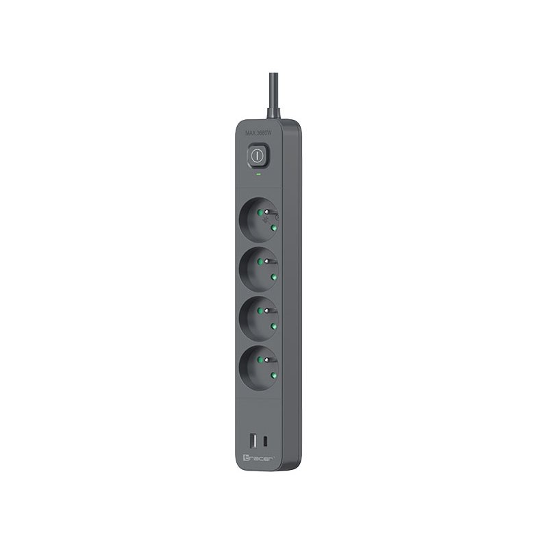 Tracer 47026 Power Line 1.5m (4 outlets 1x USB A 1x Type C, PD18W)