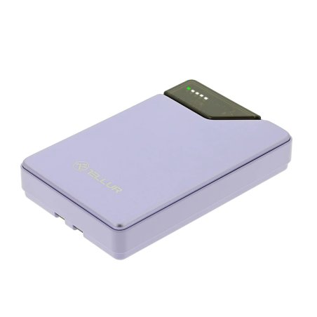Tellur Power Bank 10000mAh, USB-C Lightning cables built-in purple