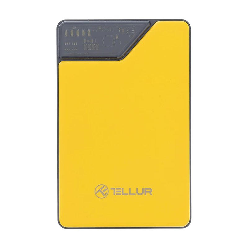 Tellur Power Bank 10000mAh, USB-C Lightning cables built-in yellow