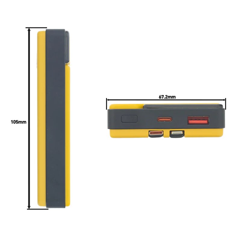 Tellur Power Bank 10000mAh, USB-C Lightning cables built-in yellow