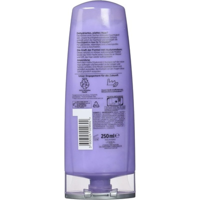 L'Oréal Paris Elvital Moisturising Conditioner for Shiny Hair with Hyaluronic 250ml