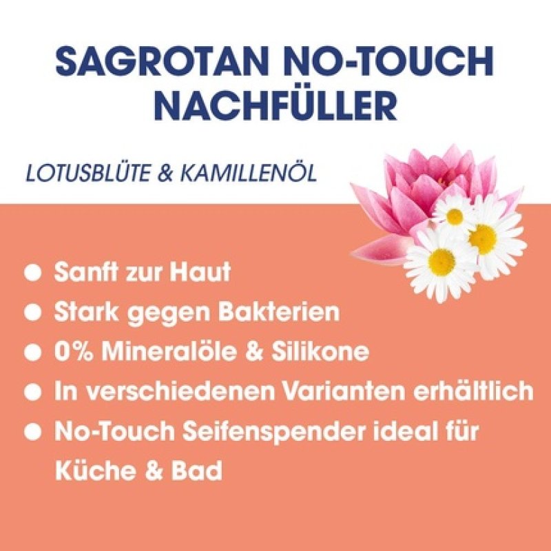 Sagrotan No-Touch Refill Extra Care with Lotus Flower and Chamomile Oil Liquid Hand Soap 250ml