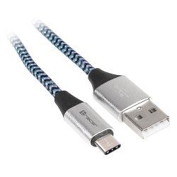 Tracer TRAKBK46266 USB cable 1 m USB 2.0 USB C USB A Black, Blue, Silver