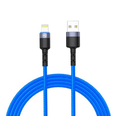 Tellur Data cable USB to Lightning with LED Light, 3A, 1.2m Blue