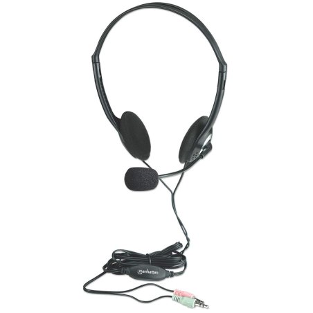 Manhattan Stereo On-Ear Headset (3.5mm), Microphone Boom, In-Line Volume Control, Foam Earpads, Standard 2x 3.5mm