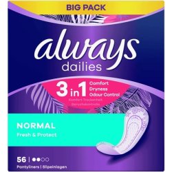 Always Dailies Normal Fresh & Protect with Fresh Fragrance Inlay Crosses 56 Count