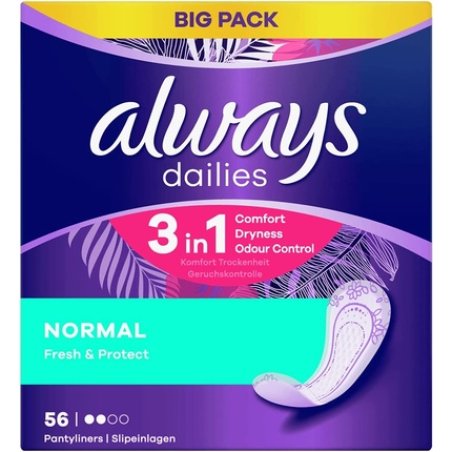 Always Dailies Normal Fresh & Protect with Fresh Fragrance Inlay Crosses 56 Count