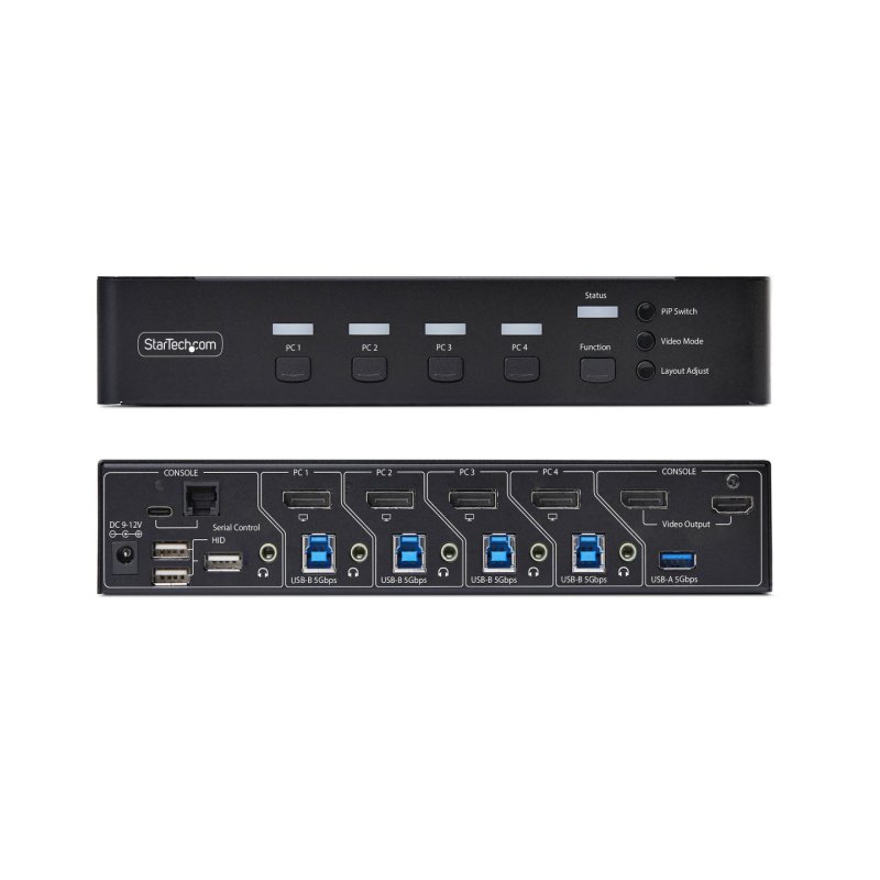 StarTech.com 4-Port DisplayPort KVM Switch with Mouse Roaming and Multi-View / Picture-in-Picture, 4K 60Hz, USB 3.0