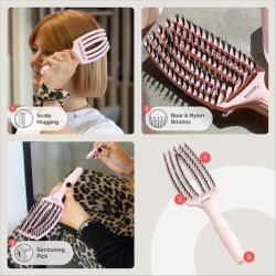 Olivia Garden Fingerbrush Care Iconic Detangling Hairbrush with Boar and Nylon