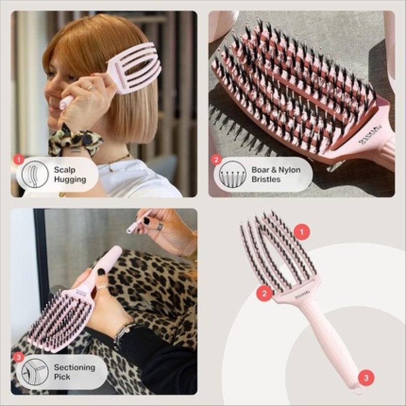 Olivia Garden Fingerbrush Care Iconic Detangling Hairbrush with Boar and Nylon