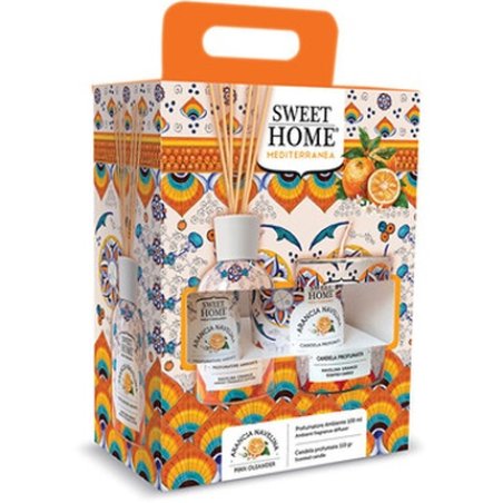 Sweet Home Collection Navelina Orange Set Gift Set Of Aroma Diffuser With Candle
