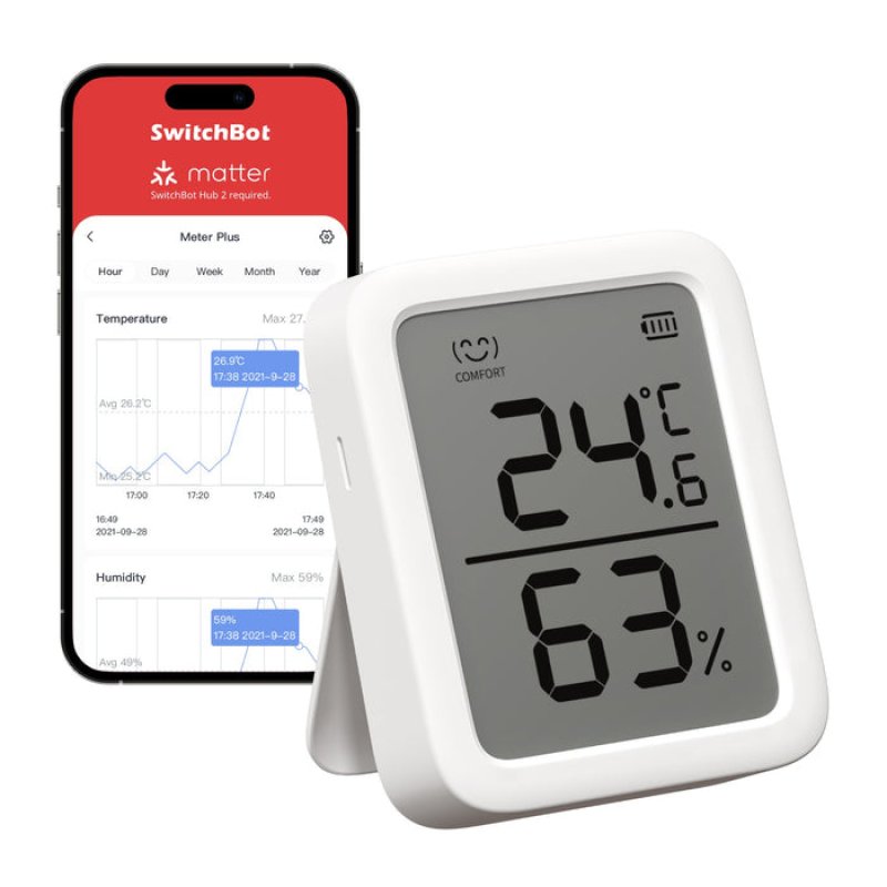 SwitchBot Meter Plus Intérieure Capteur d'humidité et de température Autonome Sans fil
